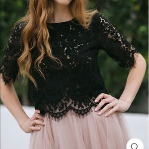 Morning Lavender | S | Black Lace Crop Top
